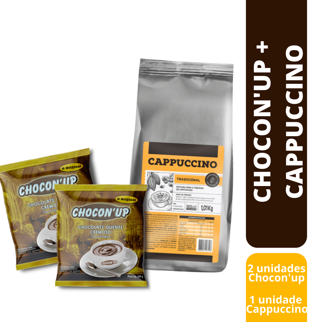 Cappuccino Tradicional (1 pacote de 1,01Kg) + Chocon'up (2 pacotes de 200g cada)
